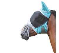 Shires Deluxe Horse Fly Mask With Ears & Nose Fringe Green (Small Pony)
