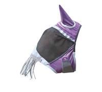 Shires Deluxe Horse/Pony Fly Mask With Nose Fringe, UV Protection (Small Pony, Purple)