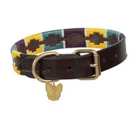 Shires Digby and Fox Drover Polo Dog Collar - XL (50 - 58cm) · Yellow/Purple/Dark Green