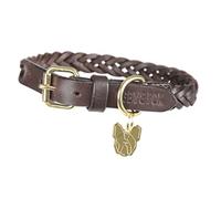 Digby and Fox Plaited Dog Collar Brown - Small