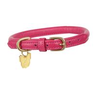 Shires Digby and Fox Rolled Leather Dog Collar - L (53 - 58cm) · Pink