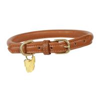 Shires Digby and Fox Rolled Leather Dog Collar - L (53 - 58cm) · Tan