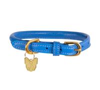 Shires Digby and Fox Rolled Leather Dog Collar - XXL (65 - 70cm) · Royal Blue