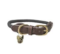Shires Digby & Fox Fine Rope Dog Collar - Soft 10mm Rope, Leather Trim, Strong Flexible Design, Comfortable Everyday Walking Collar, Multiple Colours & Sizes (Navy, Small)