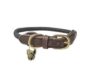 Shires Digby & Fox Fine Rope Dog Collar - Soft 10mm Rope, Leather Trim, Strong Flexible Design, Comfortable Everyday Walking Collar, Multiple Colours & Sizes (Blue, X-Small)