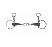 Shires Equikind+ Hanging Cheek Peanut Link Horse Bit in Black UK 4 1/2", Black