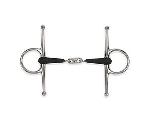 Shires Equikind Plus Full Cheek Peanut Link Bit 4 1/2 inch Silver Black