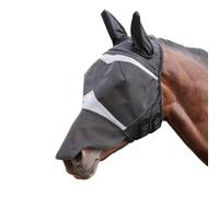 Shires FlyGuard Pro Fine Mesh Fly Mask with Ears & Nose - Cob Size | Lightweight Breathable Mesh Fly & Insect Protection | Secure Fit for Turnout, Grazing & Stable Use | Jet Colour