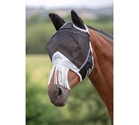 Shires Fine Mesh Fly Mask with Nose Fringe - Black Small Pony