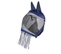 Shires Fine Mesh Fly Mask with Nose Fringe - Navy Blue