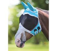 Shires Fine Mesh Fly Mask with Nose Fringe - Teal Extra Full