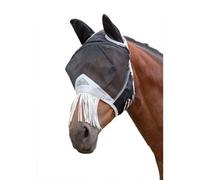 Shires Fine Mesh Horse Fly Mask With Ears & Nose Fringe Black (Pony)