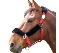 Shires Fleece Lined Horse Headcollar Red/black (Cob)