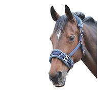 Shires Fleece Lined Lunge Cavesson - Navy Blue Extra Full