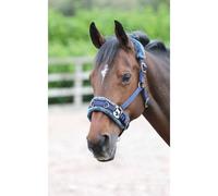 Shires Fleece Lined Lunge Cavesson Navy - Extra Full