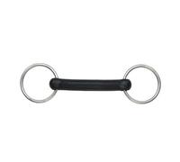 Shires Flexible Rubber Horse Loose Ring Snaffle Bit Black/silver (5.5In)