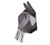 Shires FlyGuard Pro Air Motion Fly Mask with Ears & Fringe - Full Size |Breathable Air Motion Fabric for Comfort | Protects Against Flies & Insects | for Turnout & Grazing | Khaki