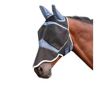 Shires FlyGuard Pro Air Motion Fly Mask with Ears & Nose - Full Size | Lightweight Air Motion Fabric for Comfort | Protects Against Flies & Insects | Turnout & Grazing | Deep Airforce Blue