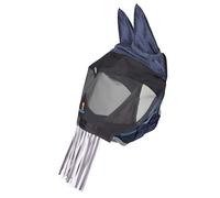 Shires FlyGuard Pro Deluxe Fly Mask with Ears & Nose Fringe - Cob Size | Premium Fine Mesh Protection | Lightweight Breathable Fly & Insect Guard | Secure Fit | Navy