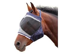 Shires FlyGuard Pro Fine Mesh Earless Fly Mask - Extra Full Size | Lightweight Polyester Fly & Insect Protection | Breathable Fine Mesh for Turnout, Grazing & Stable Use | Navy Colour