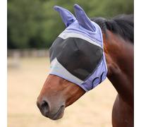 Shires FlyGuard Pro Fine Mesh Fly Mask with Ears - Jet Black, Navy Blue or Sky Blue (Sky Blue, Cob)