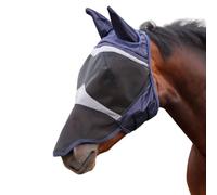 Shires FlyGuard Pro Fine Mesh Fly Mask with Ears & Nose - XS Pony Size | Lightweight Breathable Mesh Fly & Insect Protection | Secure Fit for Turnout, Grazing & Stable Use | Navy Colour