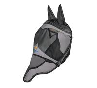 Shires FlyGuard Pro Fine Mesh Fly Mask with Ears & Nose - XXF Size | Lightweight Breathable Mesh Fly & Insect Protection | Secure Fit for Turnout, Grazing & Stable Use | Jet Colour