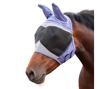 Shires FlyGuard Pro Fine Mesh Fly Mask with Ears - Full Size | Lightweight Breathable Mesh Fly & Insect Protection | Secure Fit for Turnout, Grazing & Stable Use | Sky Colour