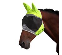 Shires FlyGuard Pro Hi-Viz Fine Mesh Fly Mask with Ears - Full Size | Lightweight Breathable Mesh Protection | Secure Fit for Turnout, Grazing & Stable Use | Yellow