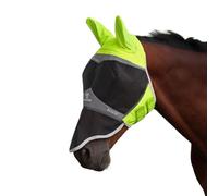 Shires FlyGuard Pro Hi-Viz Fine Mesh Fly Mask with Ears & Nose - Cob Size | High Visibility Lightweight Breathable Mesh Protection | Secure Fit for Turnout & Grazing | Yellow