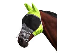 Shires FlyGuard Pro Hi-Viz Fine Mesh Fly Mask with Ears & Nose Fringe - Cob Size | Lightweight Breathable Mesh Protection | Secure Fit for Turnout & Grazing | Yellow