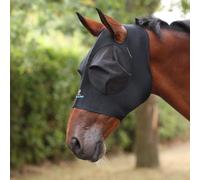 Shires FlyGuard Pro Stretch Fly Mask with Ear Holes - Black - Size: Cob