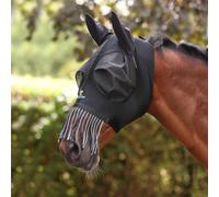 Shires FlyGuard Pro Stretch Fly Mask with Nose Fringe - Jet Black
