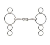 Shires French Link Horse 3 Ring Gag Bit Silver (5In)