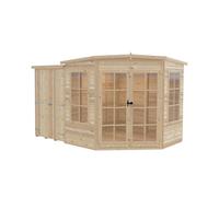 Shires Hampton 7 x 11 Feet with Side Shed - L119 x W205 x H190.3 cm in Light Tan Shires Light Tan
