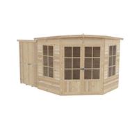 Shires Hampton 8 x 11 Feet with Side Shed - L119 x W224.8 x H190.2 cm in Light Brown Shires Light Brown