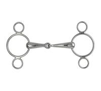 Shires Hollow Mouth Two Ring Gag - Steel - 5.5