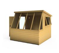 Shires Iceni 8x8' Potting Shed Pre Hung Doors with Opening Glass Side Window in Brown Shires Brown