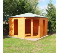Shires Larkspur 10 x 10 Feet Double Door with Two Fixed Windows Summerhouse in Light Brown Shires Light Brown