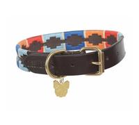 Shires Leather Dog Collar Turquoise/red/orange (L - Neckline: 18In-22In)