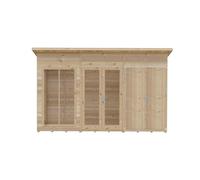 Shires Lela 12x4 Summerhouse including Storage - L125.8 x W357 x H229.9 cm in Light Brown Shires Light Brown