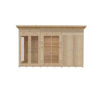 Shires Lela 12x6 Summerhouse including Storage - L185.8 x W357 x H228.4 cm in Light Brown Shires Light Brown