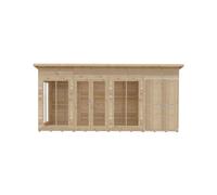 Shires Lela 16x6 Summerhouse including Storage - L185.8 x W476 x H228.4 cm in Light Brown Shires Light Brown