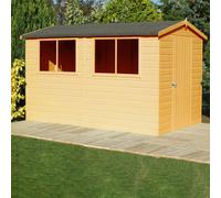 Shires Lewis Handmade Garden Shed Approx 12 x 8 Feet in Brown Shires Brown