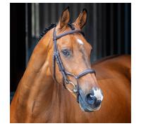 Shires Lusso Rolled Padded Cavesson Horse Bridle Havana - Extra Full