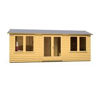 Shires Melrose 20x8 ft Double Door Garden Office - L260.4xW624.6xH250.5 cm in Light Brown Shires Light Brown