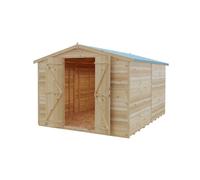 Shires Overlap 10 x 8 Dip Treated Apex Shed Double Door No windows in Brown Shires Brown