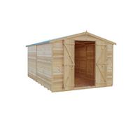 Shires Overlap 12 x 8 Dip Treated Apex Shed Double Door No windows in Light Tan Shires Light Tan