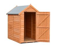 Shires Overlap 6 x 4 Feet Dip Treated Value Range Apex Shed Single Door in Brown Shires Brown