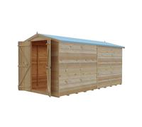 Shires Overlap Double Door Garden Shed - Dip Treated Approx 10 x 8 Feet in Brown Shires Brown